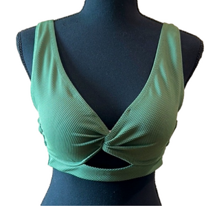 Shade & Shore Green Keyhole Knot Tie Bikini Top 34C